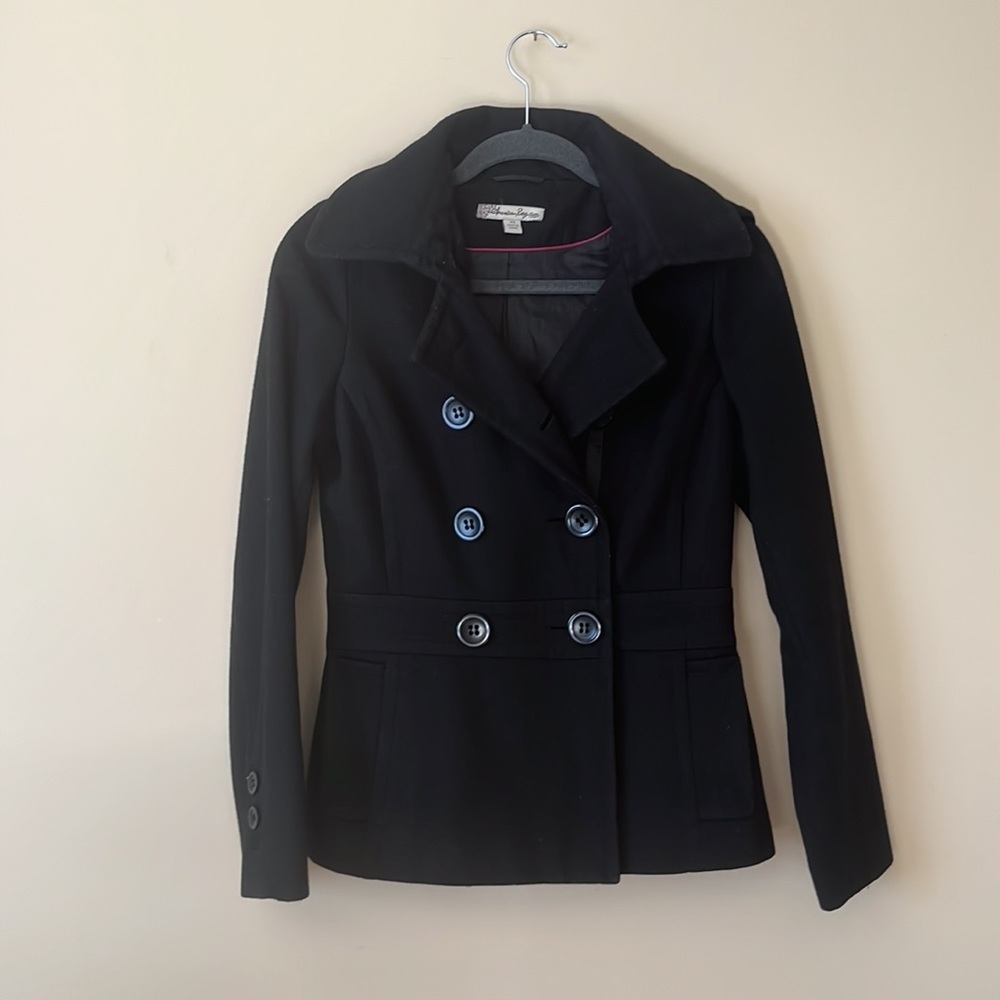 AMERICAN RAG BLACK PEA COAT JACKET SIZE EXTRA SMALL